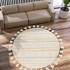 Rond bohemian vloerkleed - Basai Fringe 525 Creme - thumbnail