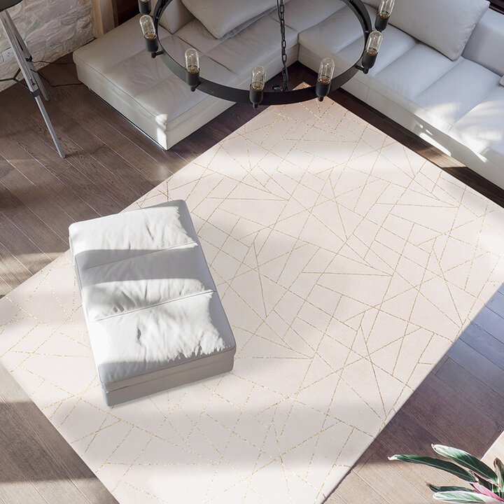 Geometrisch vloerkleed - Botticino 125 Creme/Goud