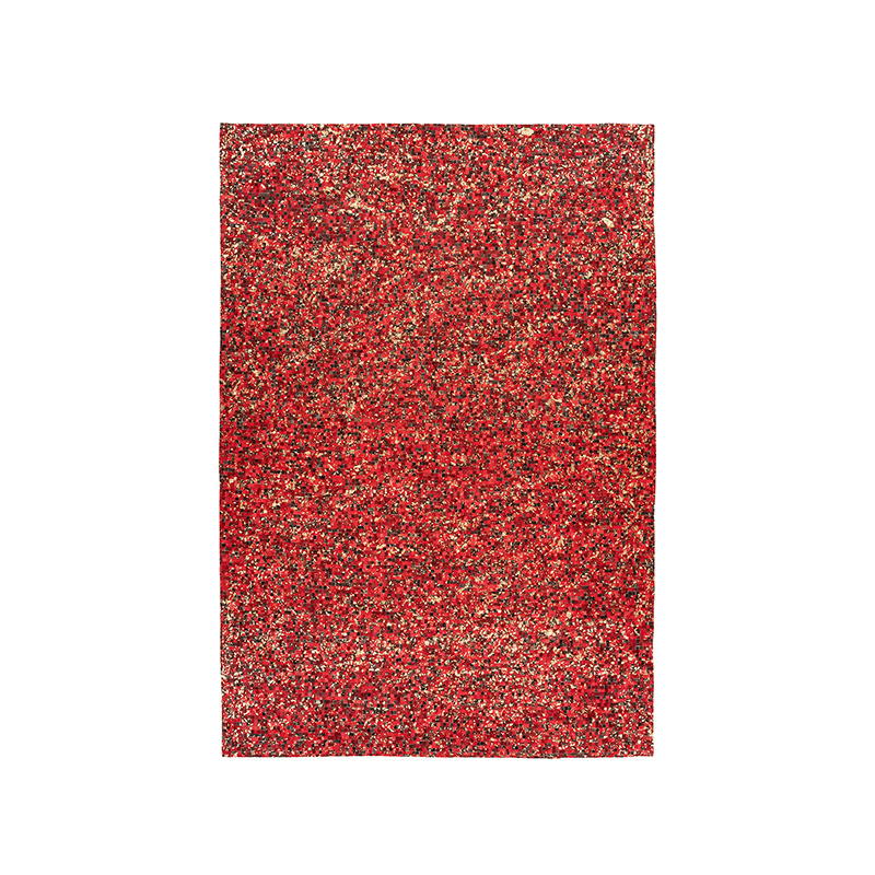 Leren patchwork vloerkleed - Filz 100 Rood/Goud - sfeer