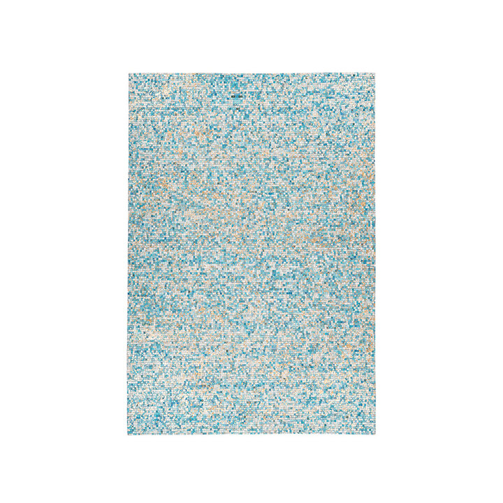 Leren patchwork vloerkleed - Filz 100 Turquoise/Goud