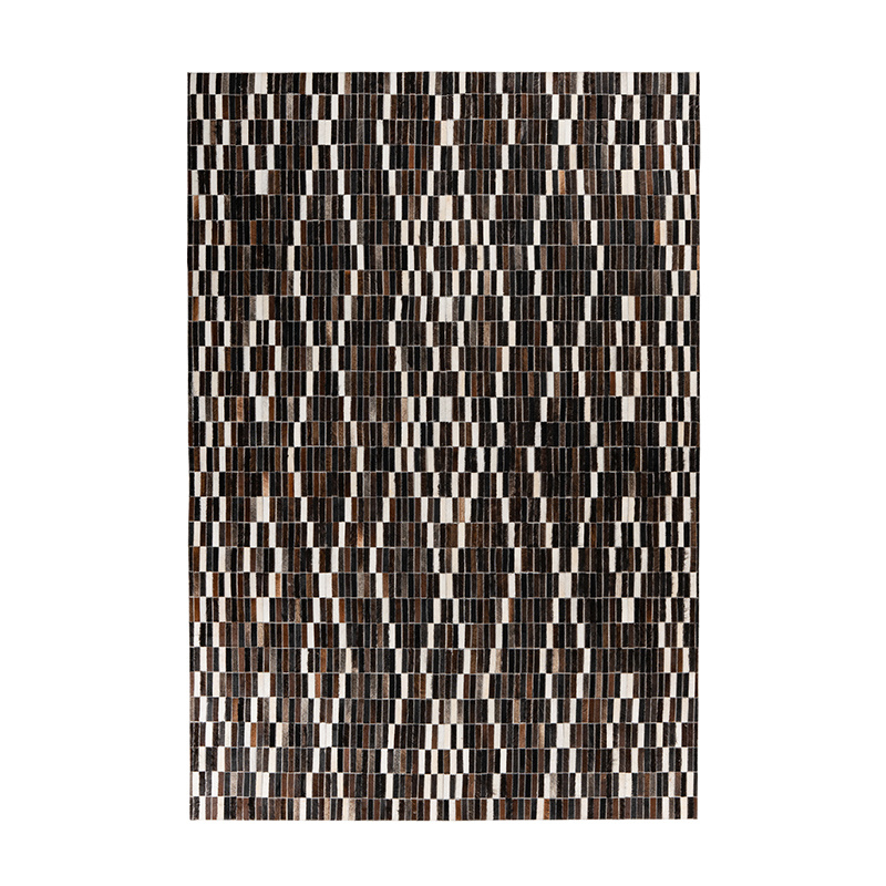 Leren patchwork vloerkleed - Limousin 125 Zwart/Wit - sfeer