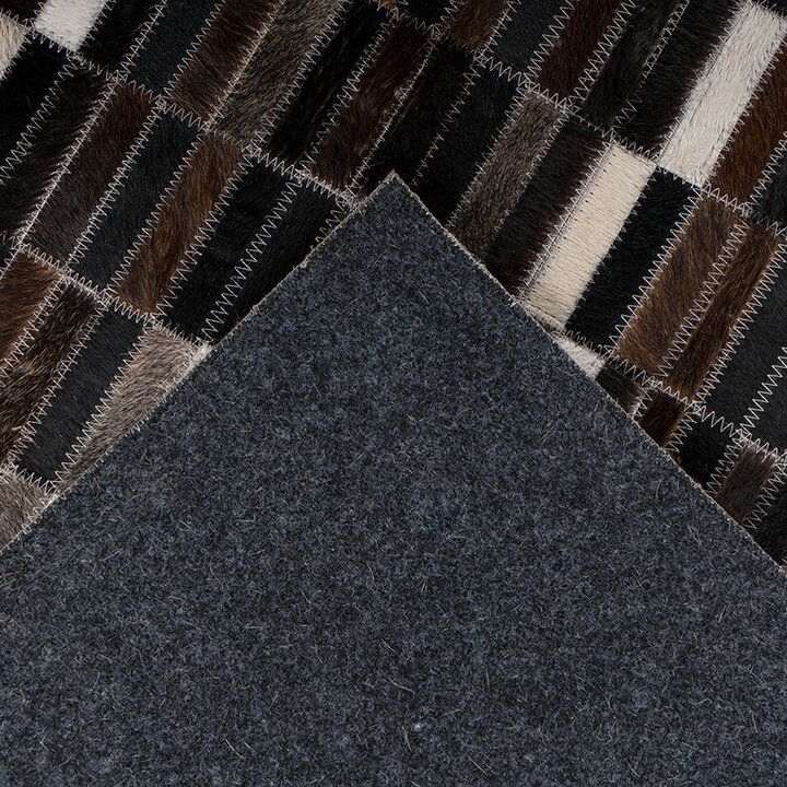 Leren patchwork vloerkleed - Limousin 125 Zwart/Wit