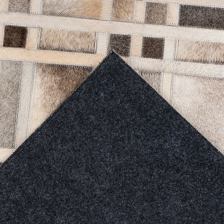 Leren patchwork vloerkleed - Limousin 225 Grijs