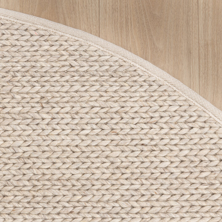 Rond wollen vloerkleed - Twist Beige