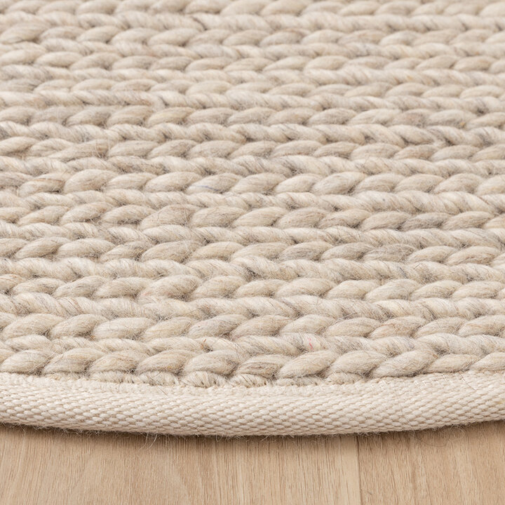 Rond wollen vloerkleed - Twist Beige