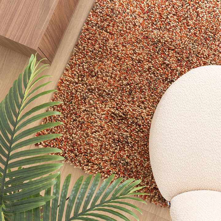 Dywan wełniany z długim włosiem - Elin Czerwony/Terakota