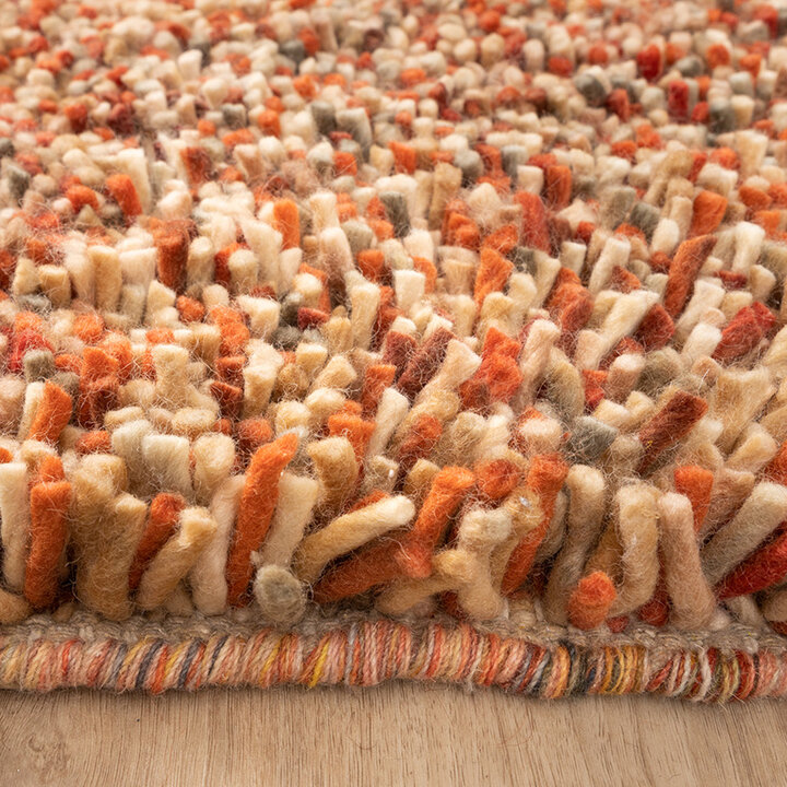 Dywan wełniany z długim włosiem - Elin Czerwony/Terakota