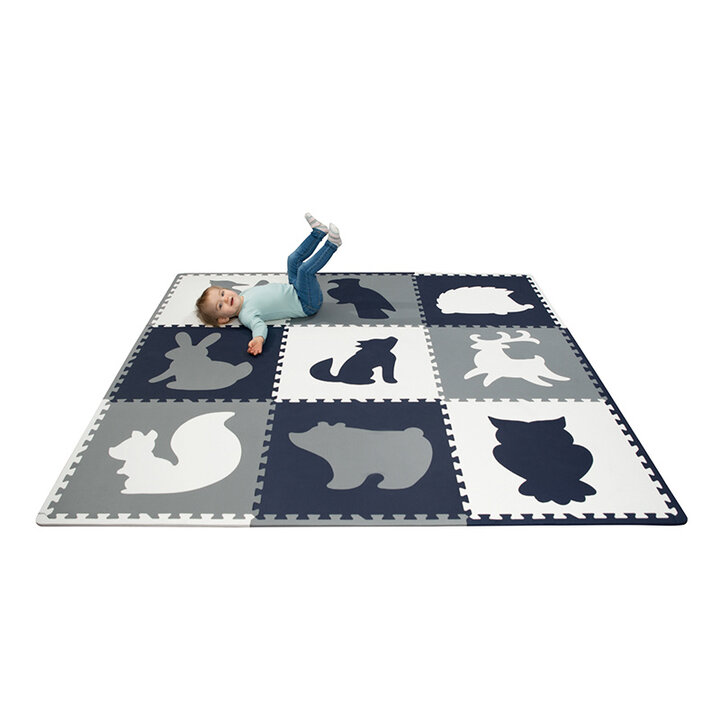 Foam puzzelmat XL - Lio Forest Donkerblauw/Wit