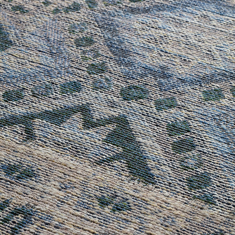 Wollen patchwork vloerkleed - Olympus 5000 Blauw - sfeer
