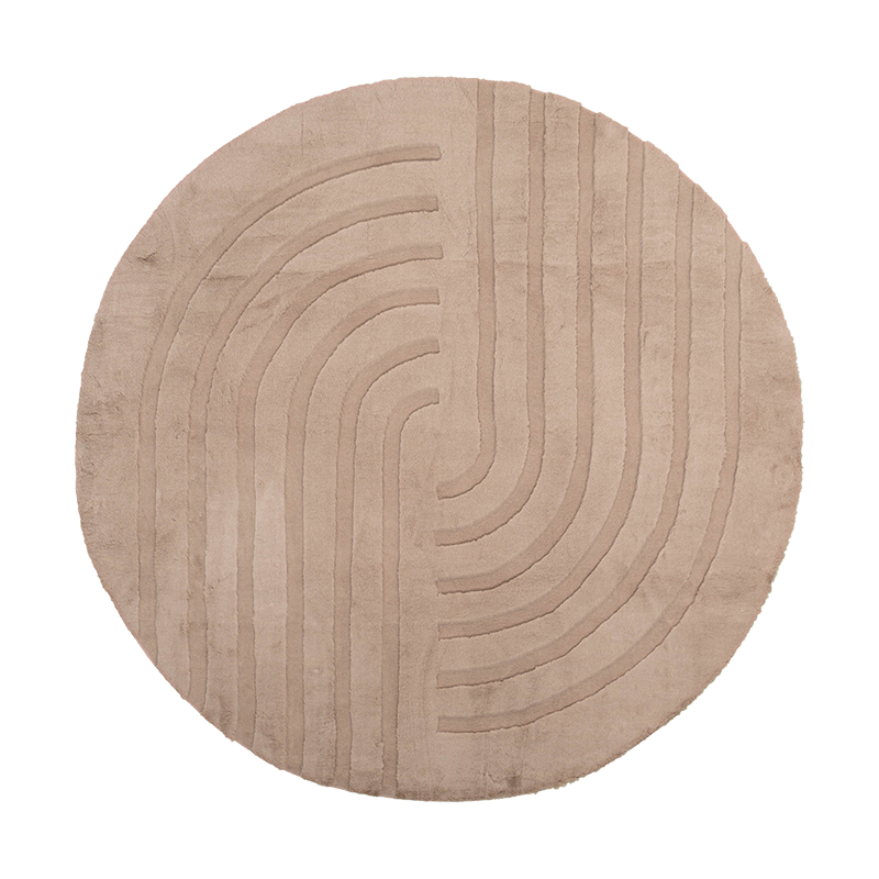 Rond hoogpolig vloerkleed - Carvy Curves Taupe - sfeer