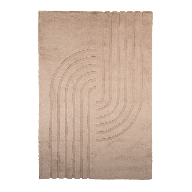 Zacht hoogpolig vloerkleed - Carvy Curves Taupe - sfeer