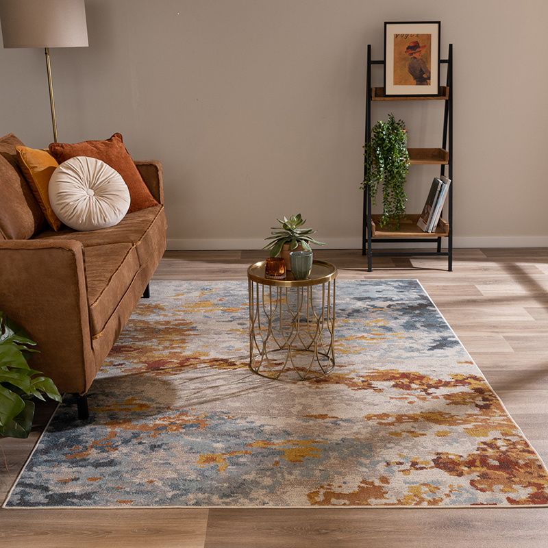 Modern vloerkleed - Bush Blauw/Terra