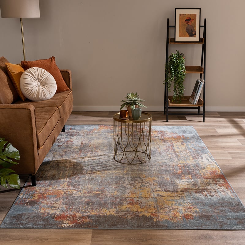 Modern vloerkleed - Bush Blauw/Multicolor