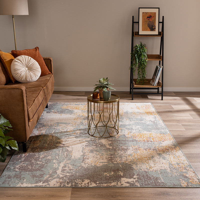 Modern vloerkleed - Bush Turquoise/Creme