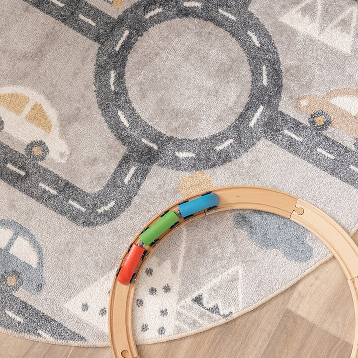 Rond wasbaar kindervloerkleed - Ravi Road Multicolor
