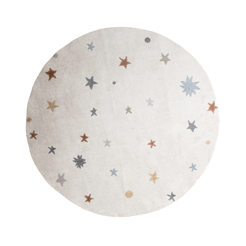 Rond wasbaar kindervloerkleed - Ravi Stars Multicolor - sfeer