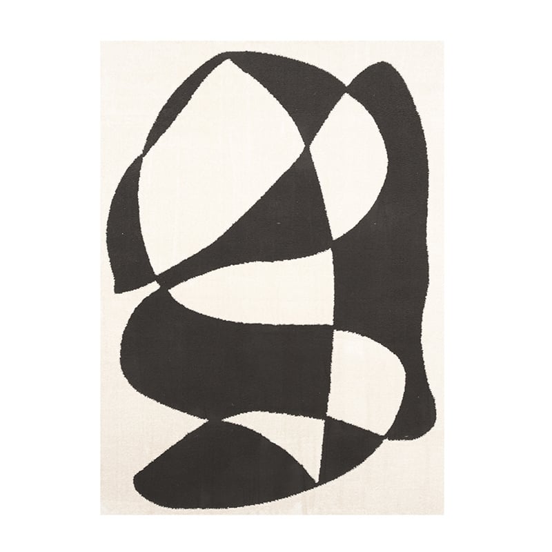 Japandi vloerkleed - Yori Abstract Creme/Zwart - sfeer