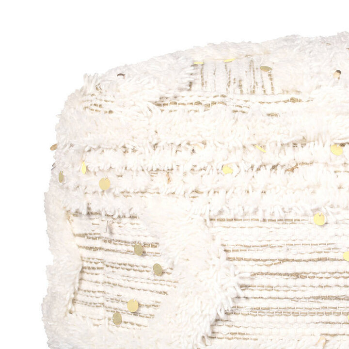 Bohemian poef kubus - Basai 425 Creme/Groen