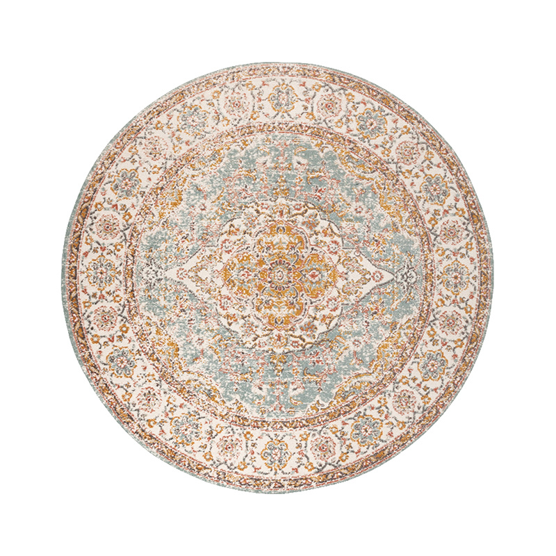 Rond vintage vloerkleed - Thirza Medaillon Lichtblauw/Multicolor - sfeer