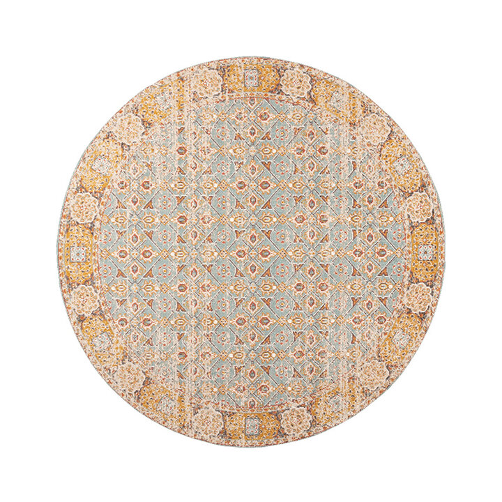 Rond vintage vloerkleed - Thirza Oriental Lichtblauw/Multicolor 