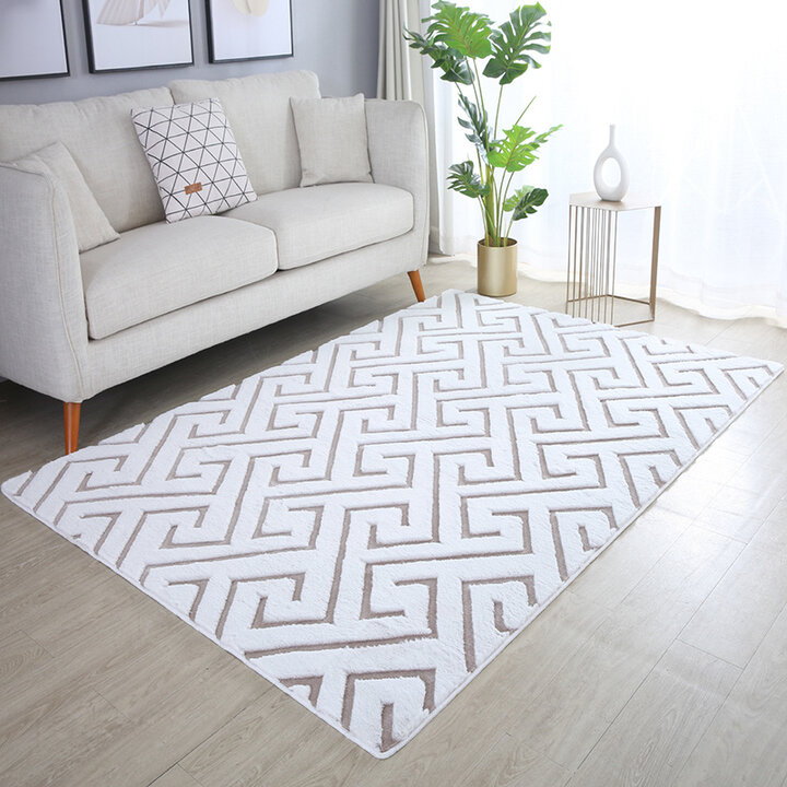 Zacht geometrisch vloerkleed - Vellion Maze Wit/Beige