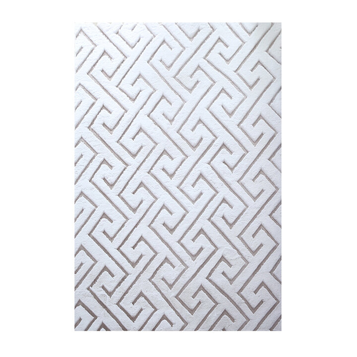 Zacht geometrisch vloerkleed - Vellion Maze Wit/Beige