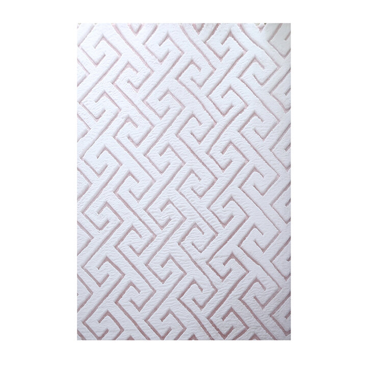 Zacht geometrisch vloerkleed - Vellion Maze Wit/Roze