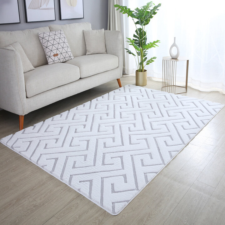 Zacht geometrisch vloerkleed - Vellion Maze Wit/Zilver