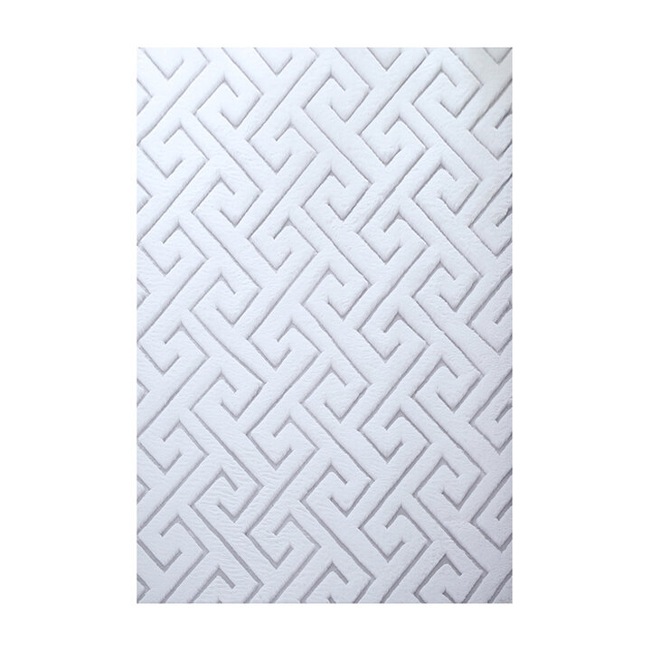 Zacht geometrisch vloerkleed - Vellion Maze Wit/Zilver
