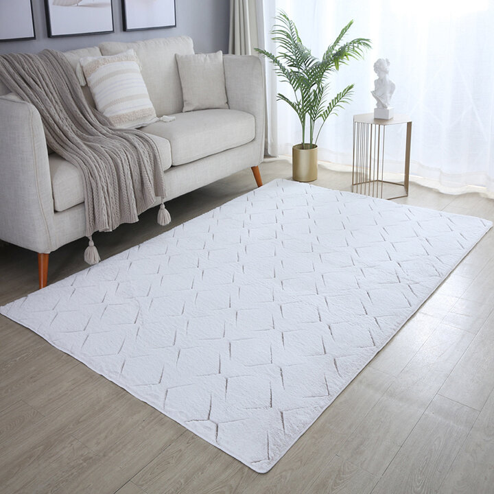 Zacht geometrisch vloerkleed - Vellion Square Wit/Beige