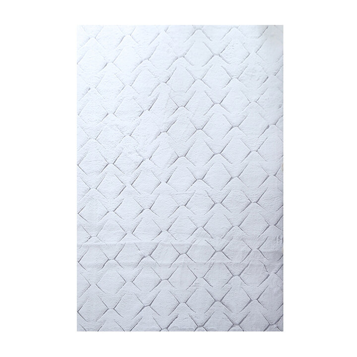 Zacht geometrisch vloerkleed - Vellion Square Wit/Zilver