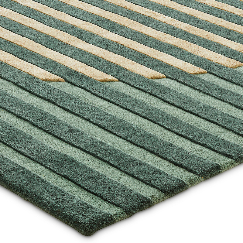 Modern wollen vloerkleed - Fano Groen - sfeer