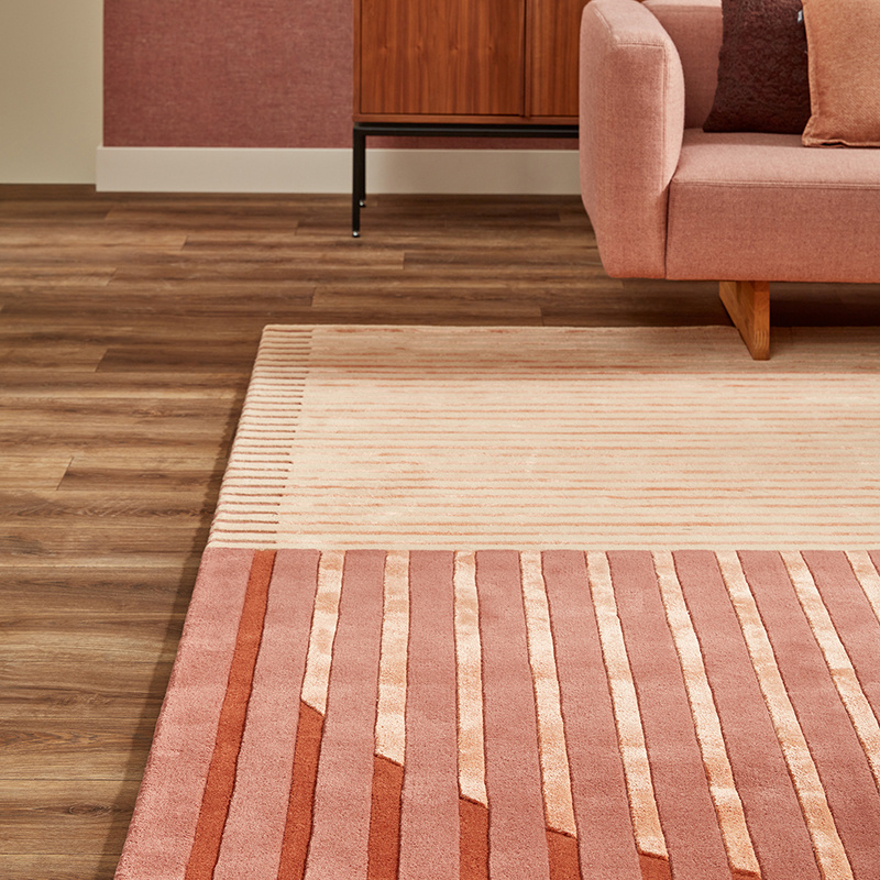 Modern wollen vloerkleed - Fano Rood - sfeer