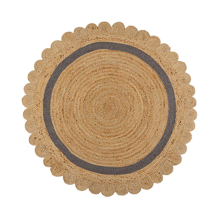 Rond jute vloerkleed - Grazo Naturel/Grijs 