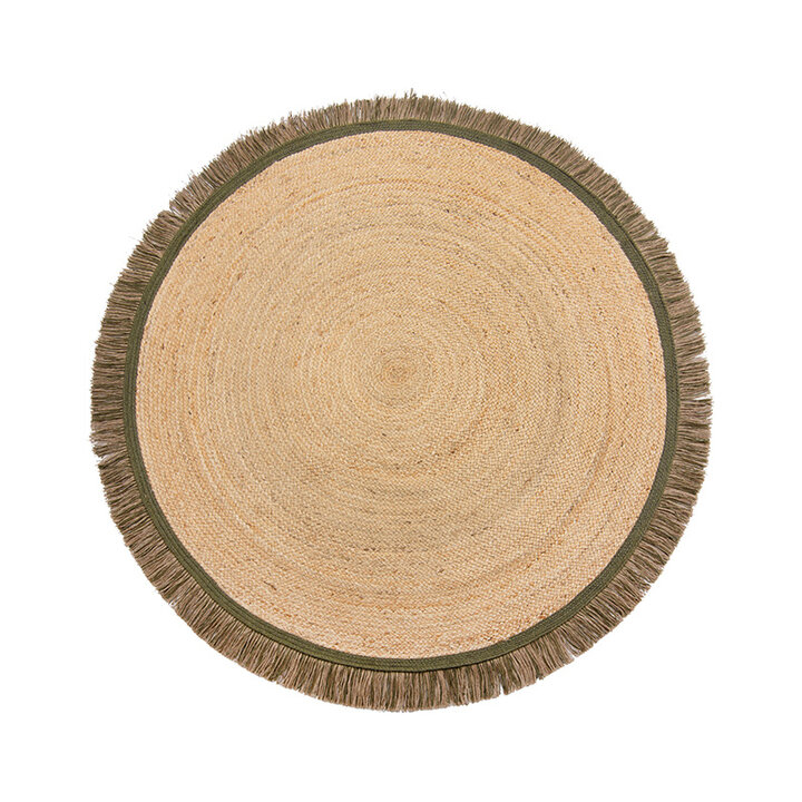 Rond jute vloerkleed - Kahano Naturel/Groen 