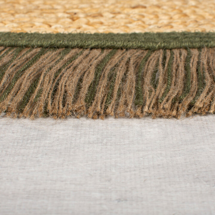 Rond jute vloerkleed - Kahano Naturel/Groen 