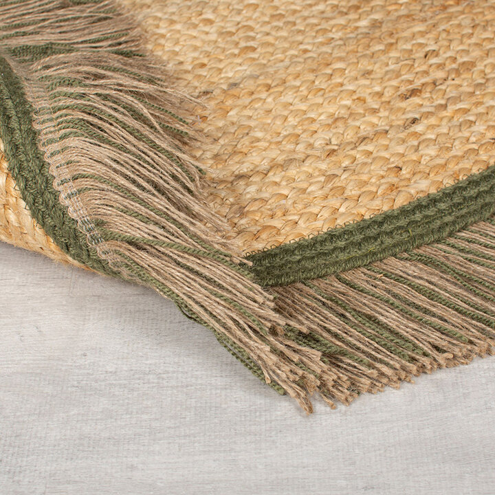 Rond jute vloerkleed - Kahano Naturel/Groen 