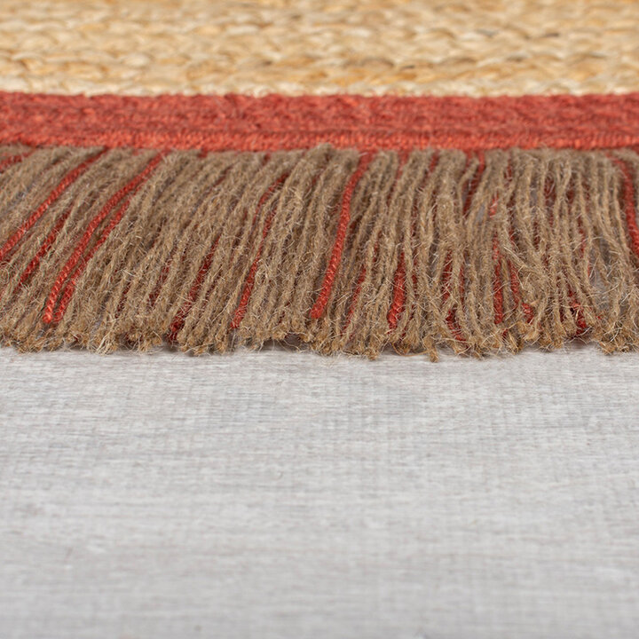 Rond jute vloerkleed - Kahano Naturel/Terracotta 