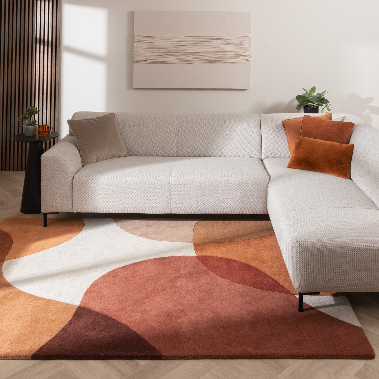 Wollen abstract vloerkleed - Clarice Terracotta