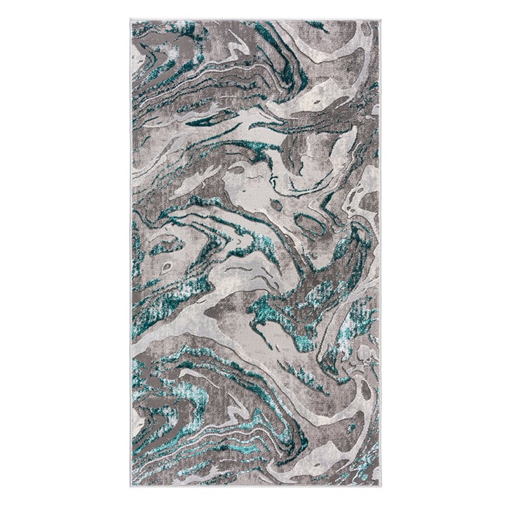 Marmer vloerkleed - Erio Marbled Grijs/Turquoise