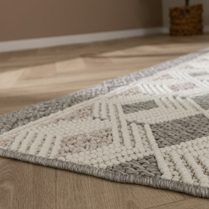 Duurzaam vloerkleed - Lorre Blocks Creme/Antraciet 