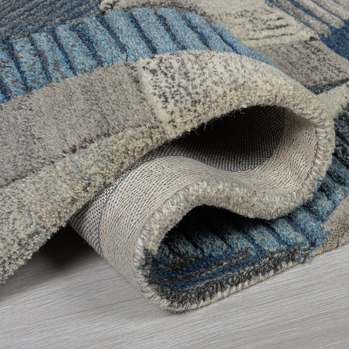 Grafisch vloerkleed - Mado Asher Grijs/Blauw