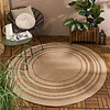 Rond jute buitenkleed - Mavi Border Creme/Bruin  - thumbnail