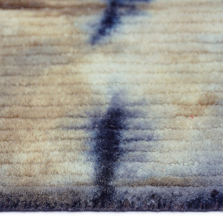 Wollen vloerkleed - Tiphaine Blauw/Okergeel 