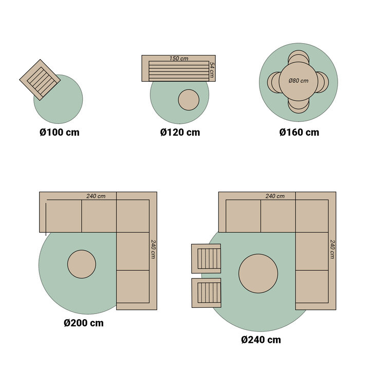 Rond buiten vloerkleed - Tiga Palm Taupe 