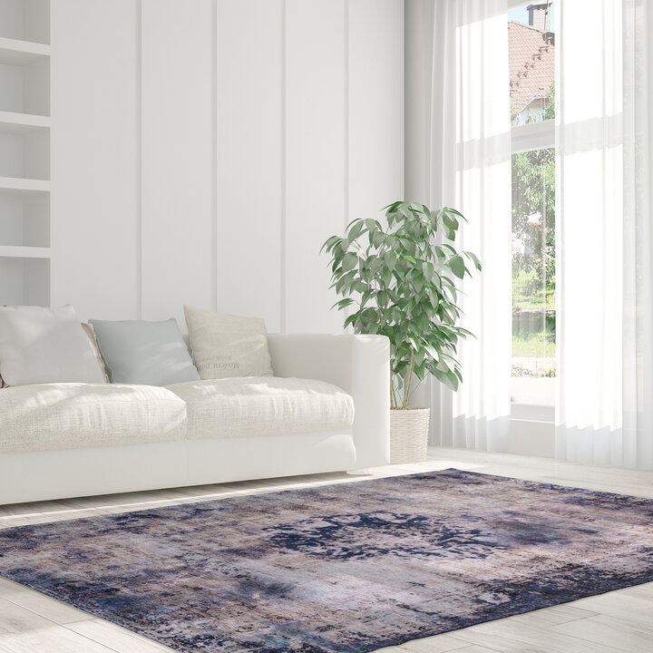 Vintage vloerkleed - Vanessa 8403 Donkerblauw 