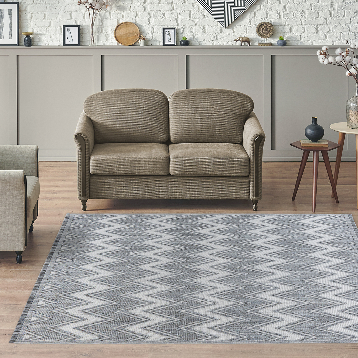 Modern vloerkleed - Sari ZigZag 225 Grijs