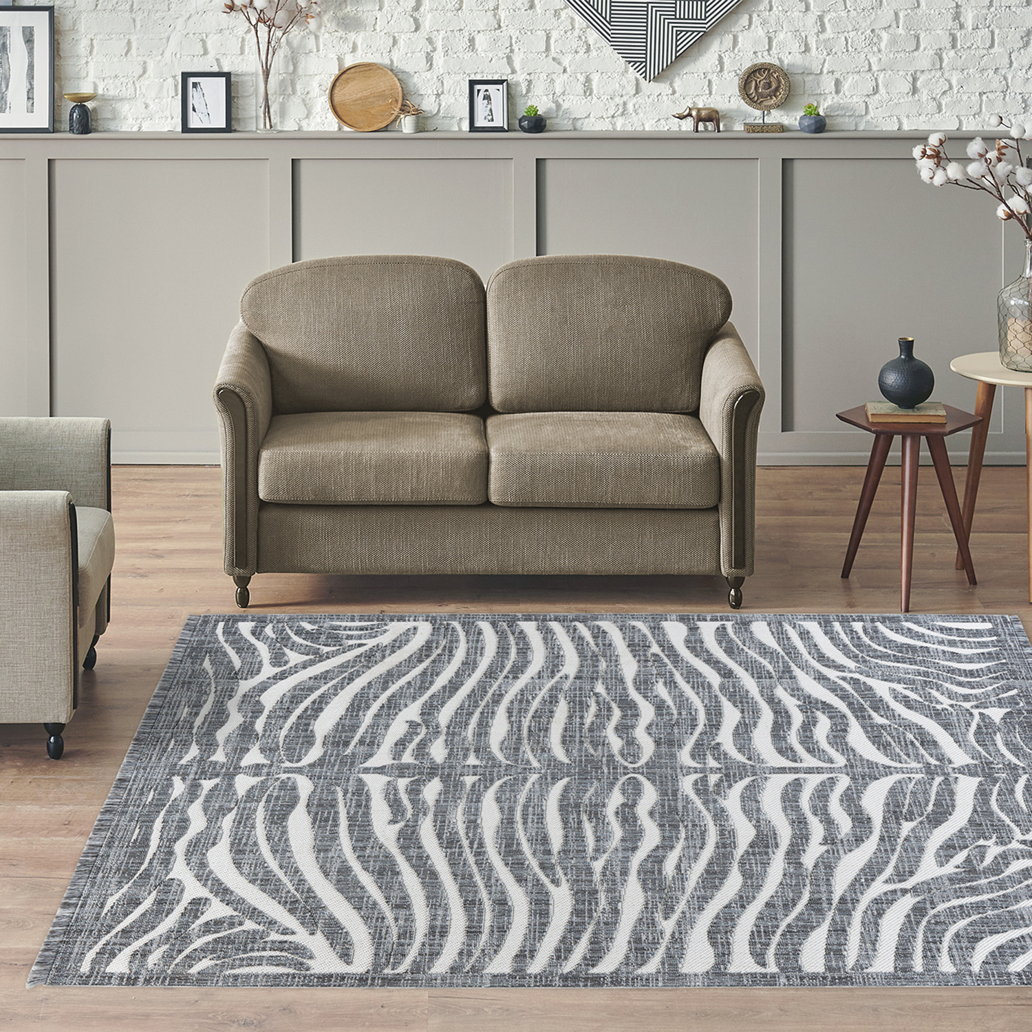 Modern vloerkleed - Sari Zebra 225 Grijs