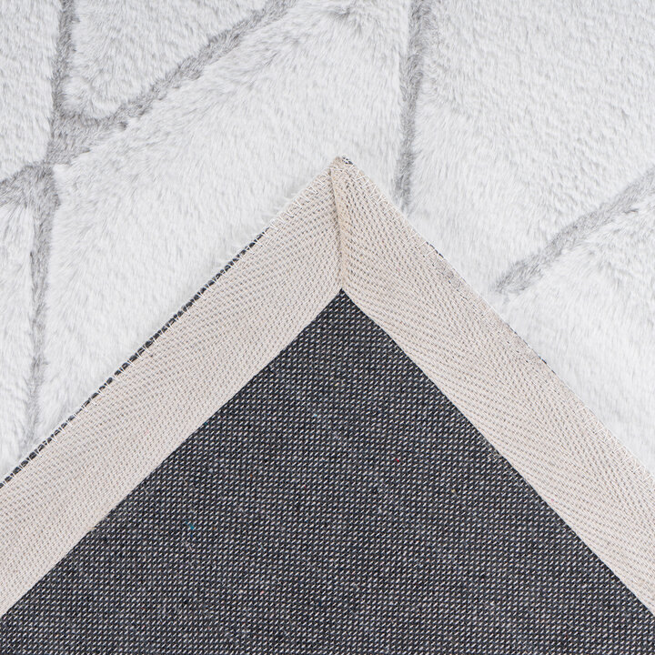 Geometrisch vloerkleed - Vica Lines 225 Wit/Grijsblauw 