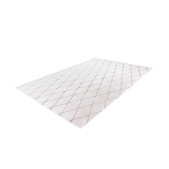 Geometrisch vloerkleed - Vica Lines 225 Wit/Roze 